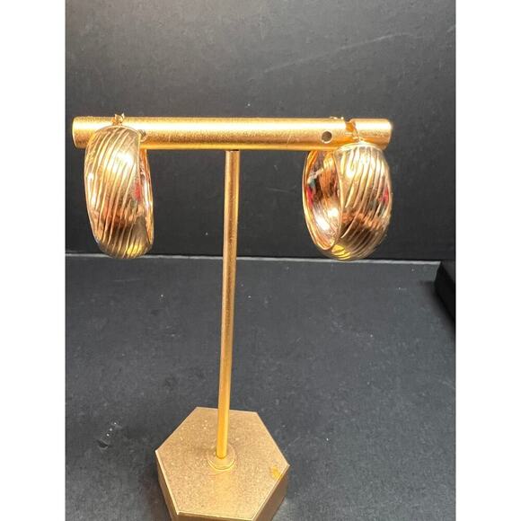 Rose Gold over sterling silver Italian hoop earrings - Picture 7 of 14